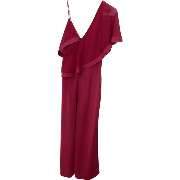 Keepsake No Love Jumpsuit In Raspberry Draped Ruffle Overlay Small - Picture 2 of 8
